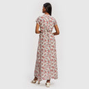 Poplin Maxi Wrap Dress | Floral Print | White & Red