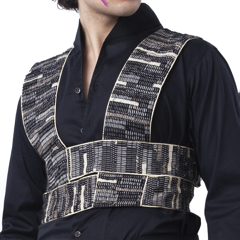 Mens Corset Belt | Upcycled Fabric | Wrap Up | Black