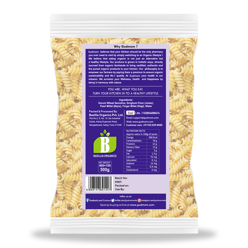 Pasta Fusilli | Multi Millet | Zero Cholesterol | 500 g