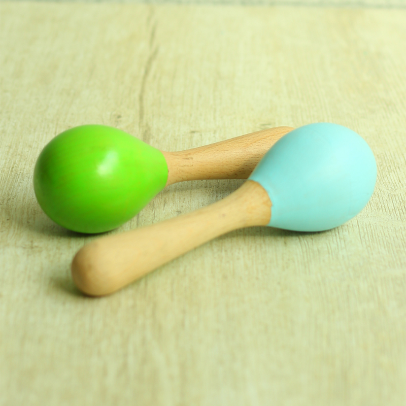 Wooden Baby Rattle | Marcaras | Set of 2 | Color May Vary