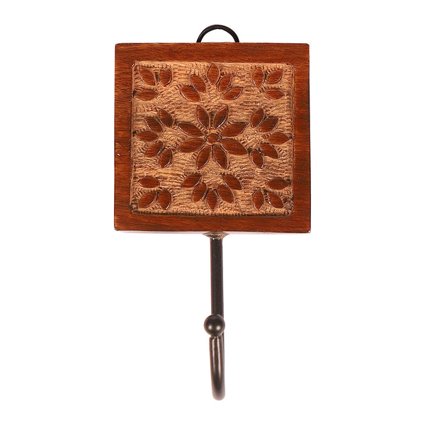 Wooden Wall Hook | Single | Brown | 8 cm