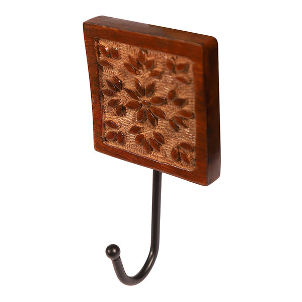 Wooden Wall Hook | Single | Brown | 8 cm