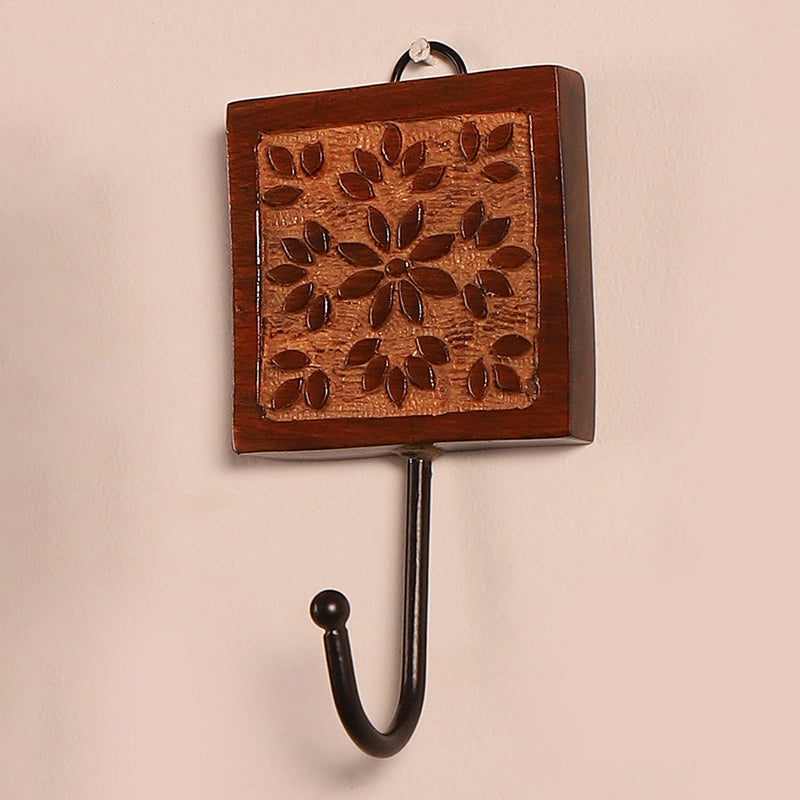 Wooden Wall Hook | Single | Brown | 8 cm