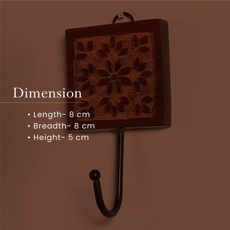 Wooden Wall Hook | Single | Brown | 8 cm