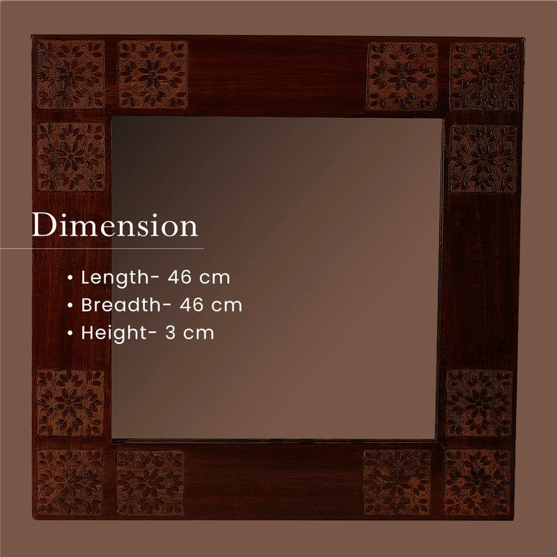 Wooden Decorative Wall Mirror | Brown | 46 cm