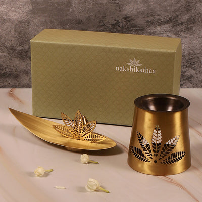 Diwali Gift Hampers | Fragrance Gift Set | Brass Diffuser | Incense Stick Holder | Set of 2