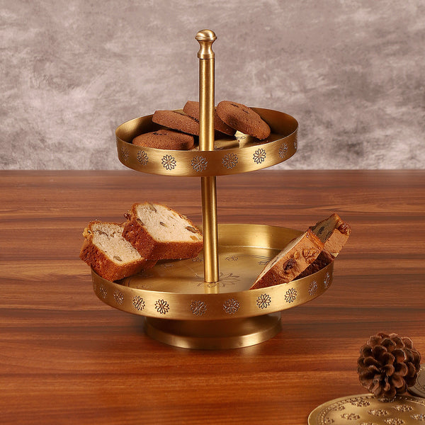 Brass 2 Tier Cake Stand | Antique Gold