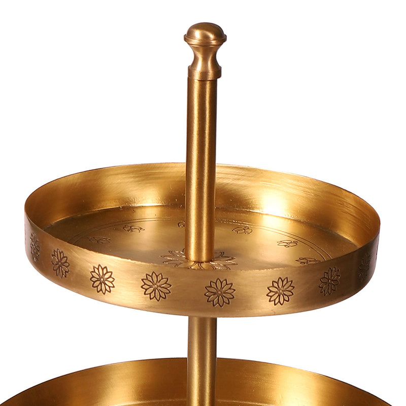 Brass 2 Tier Cake Stand | Antique Gold