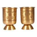 Brass Glass Set | Sharbat Glass | Antique Gold | 250 ml | Set of 2