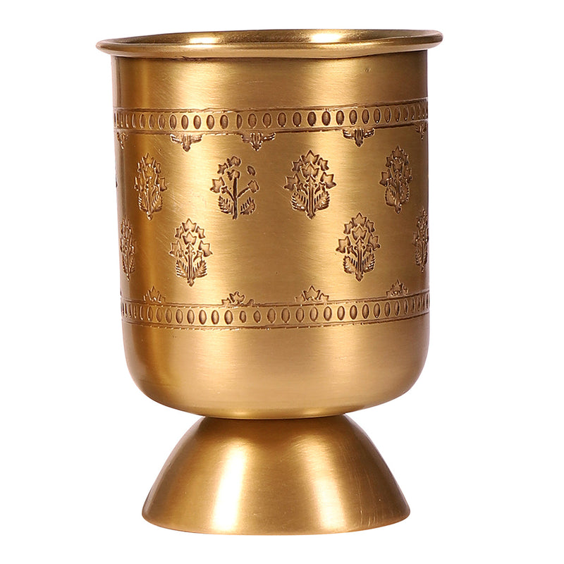 Brass Glass Set | Sharbat Glass | Antique Gold | 250 ml | Set of 2