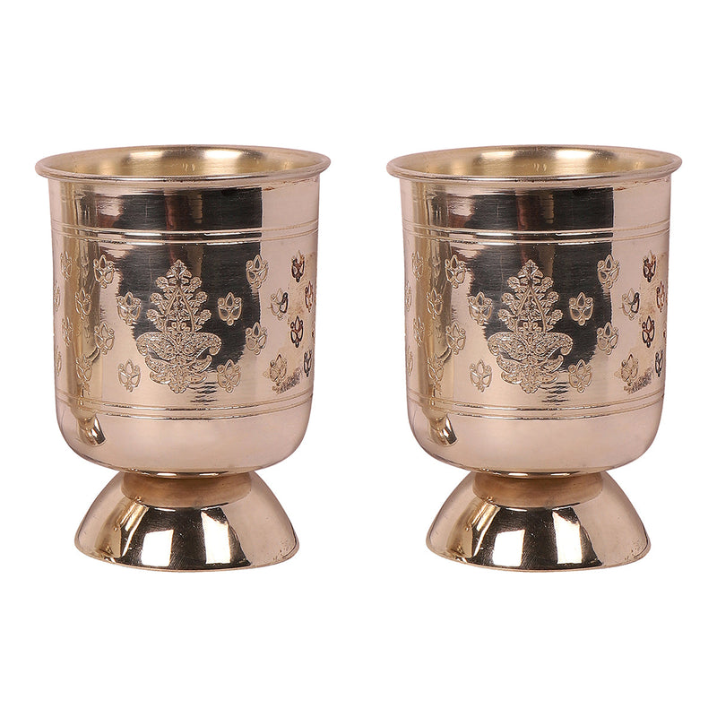 Brass Glass Set | Sharbat Glass | Silver Plated | 250 ml | Set of 2