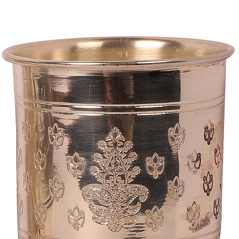 Brass Glass Set | Sharbat Glass | Silver Plated | 250 ml | Set of 2