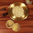 Brass Tray with Coasters | Antique Gold | Set of 3