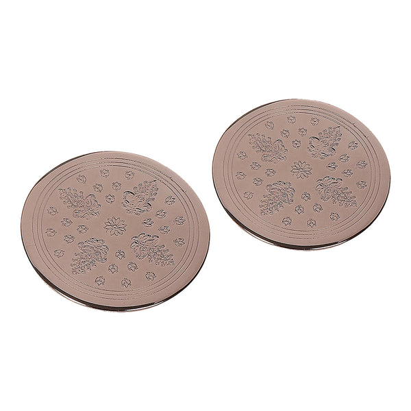 Brass Tray with Coasters | Silver Plated | Set of 3