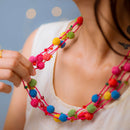 Wooden Beaded Thread Necklace | Multicolour