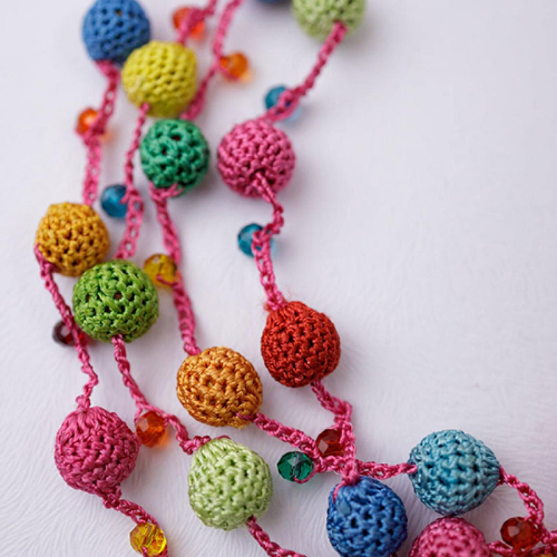 Wooden Beaded Thread Necklace | Multicolour