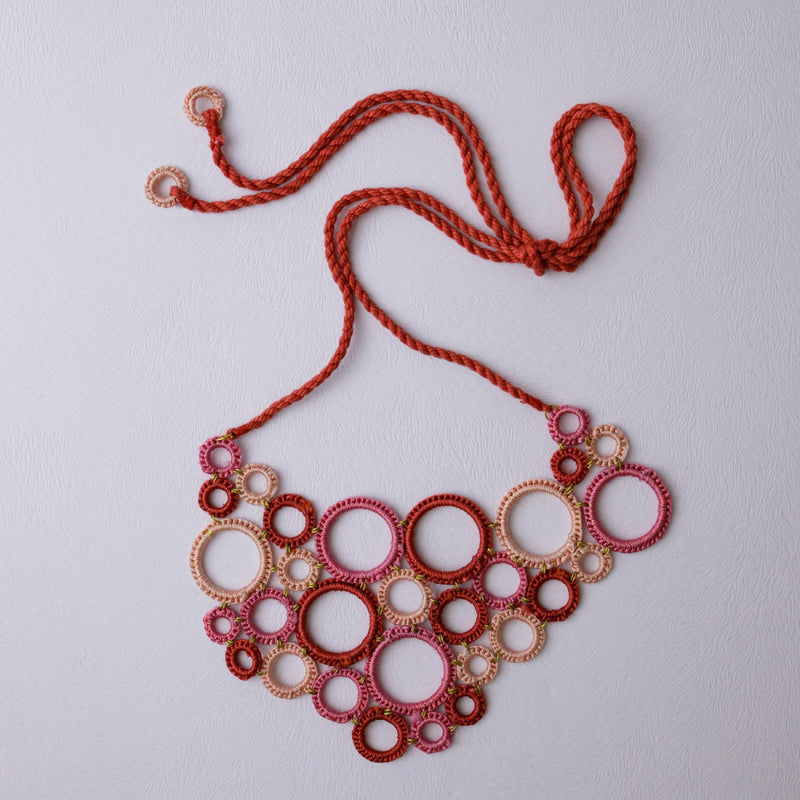 Necklace For Women | Metallic Thread & Wooden Beads | Red