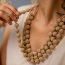 Layered Necklace | Wooden Beads & Cotton Thread | Rose Gold