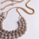 Layered Necklace | Wooden Beads & Cotton Thread | Rose Gold