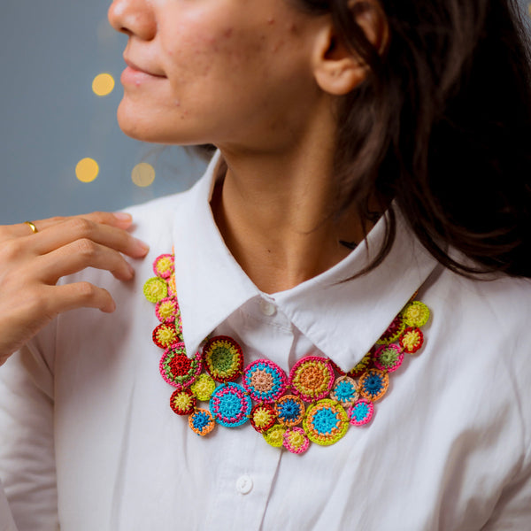 Brass & Cotton Thread Necklace | Multicolour