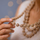 Wooden Beads & Cotton Thread Necklace | Rose Gold