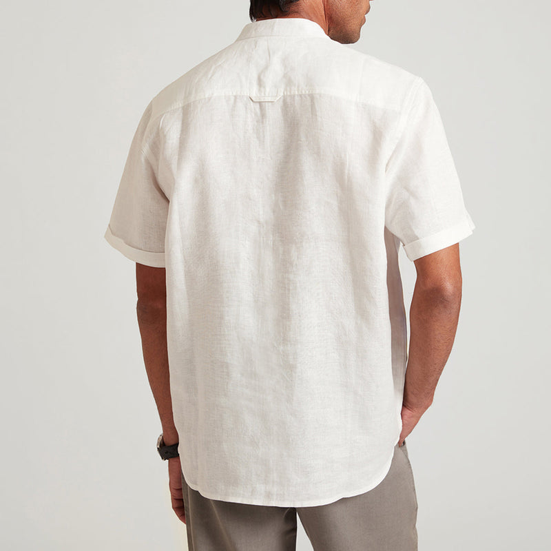 Organic Linen Shirt for Men | Half Sleeves | White