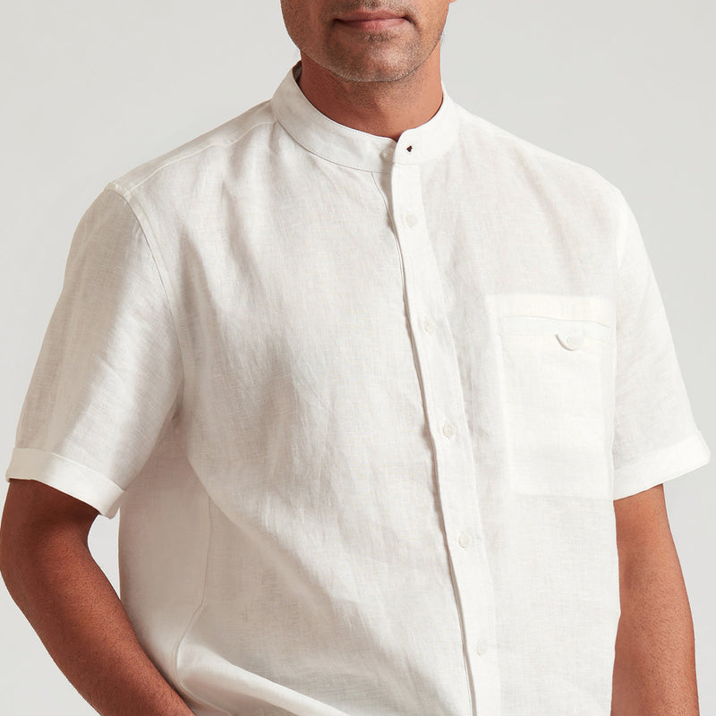 Organic Linen Shirt for Men | Half Sleeves | White