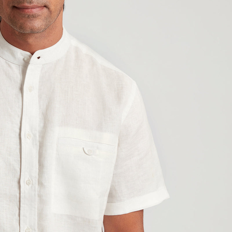 Organic Linen Shirt for Men | Half Sleeves | White