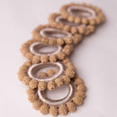 Crochet Napkin Rings | Metallic Thread & Wooden Ring | Brown | Set Of 6