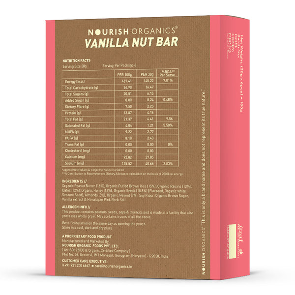 Vanilla Nut Bar | 180 g | 6 Bars