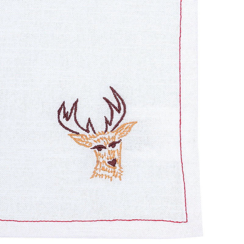 Cotton Dining Table Napkins | Reindeer | Off White