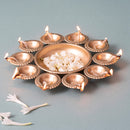 Brass Lotus Urli with Diyas | Gold Finish