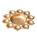 Brass Lotus Urli with Diyas | Gold Finish