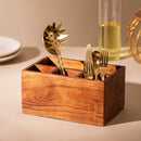 Wooden Cutlery Holder Organizer | Spoon & Fork Stand | Brown