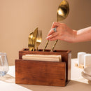 Wooden Cutlery Holder | Brown