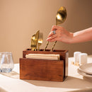 Wooden Cutlery Holder | Brown