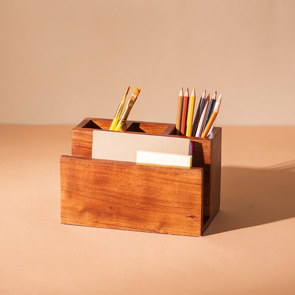 Wooden Cutlery Holder | Brown