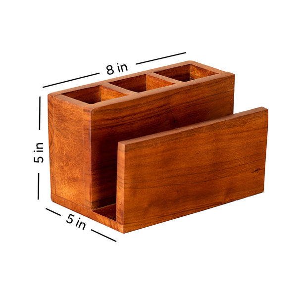 Wooden Cutlery Holder | Brown