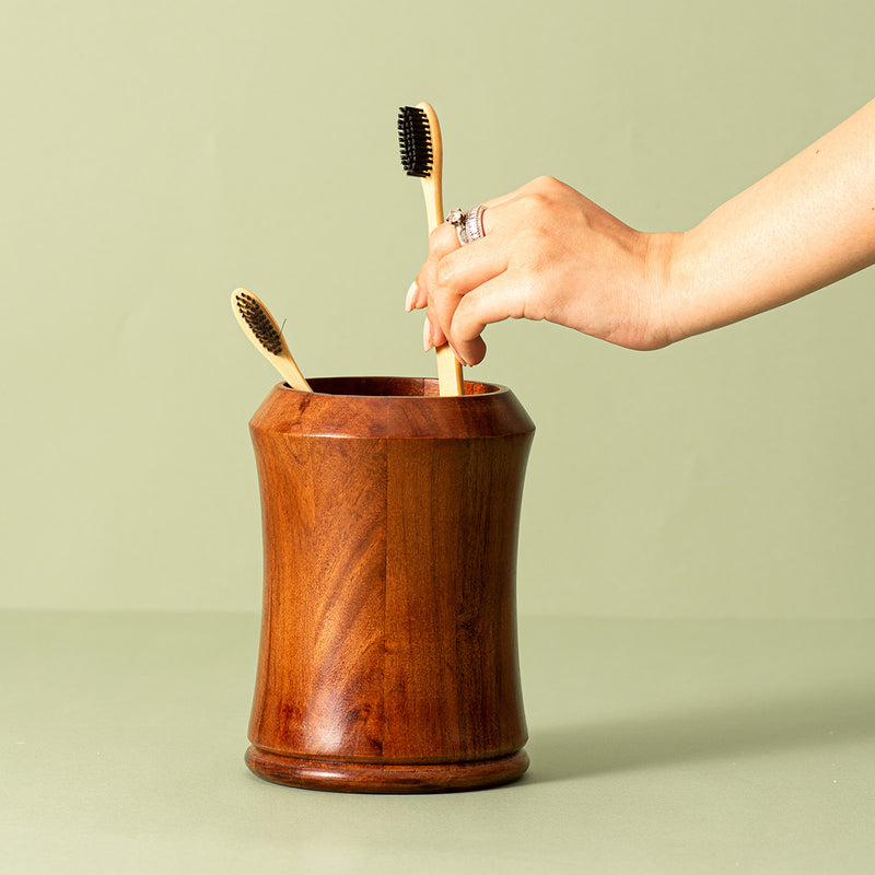 Wooden Spoon Stand | Cutlery Holder | Brown