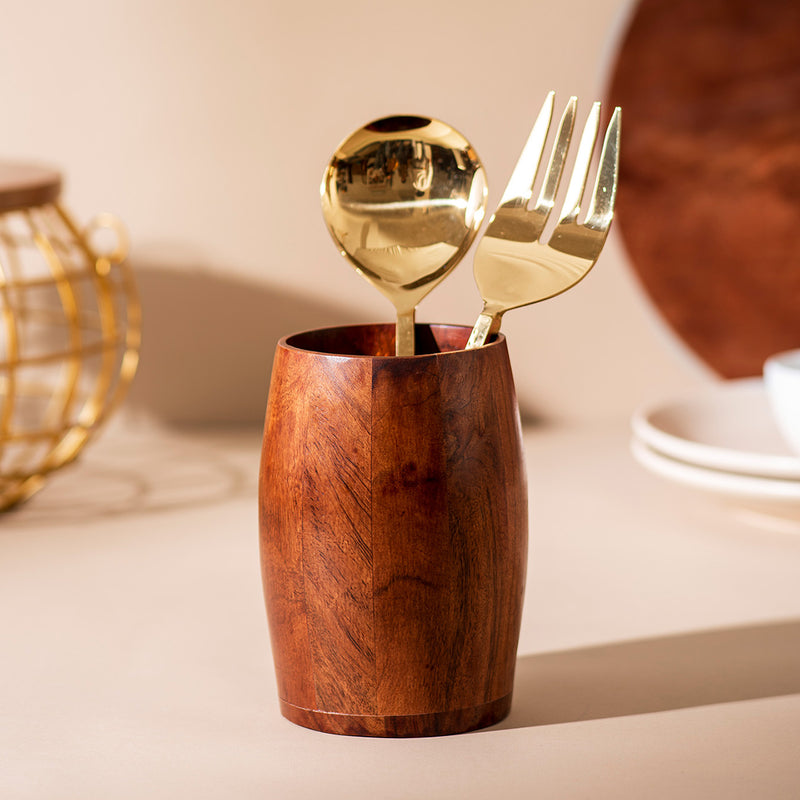 Wooden Cutlery Holder | Multi-tasking | Brown