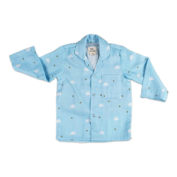 Organic Cotton Nightsuit for Babies & Kids | Sky Print | Blue