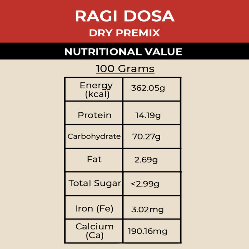 Ragi Dosa | Dry Premix | No Rice | 200 g