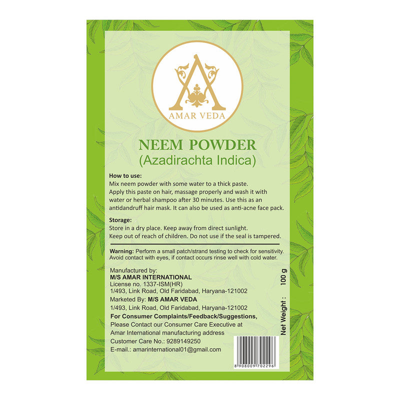 Neem Powder | 100% Organic & Chemical Free | Hair & Skin Care | 100 g.