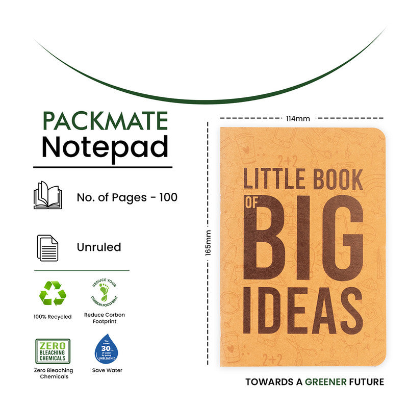 Recycled Paper Notepad | Cover Design: Little Book of Big Ideas | 100 Pages