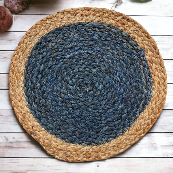 Jute Placemats | Handmade | Blue & Beige | Set of 2