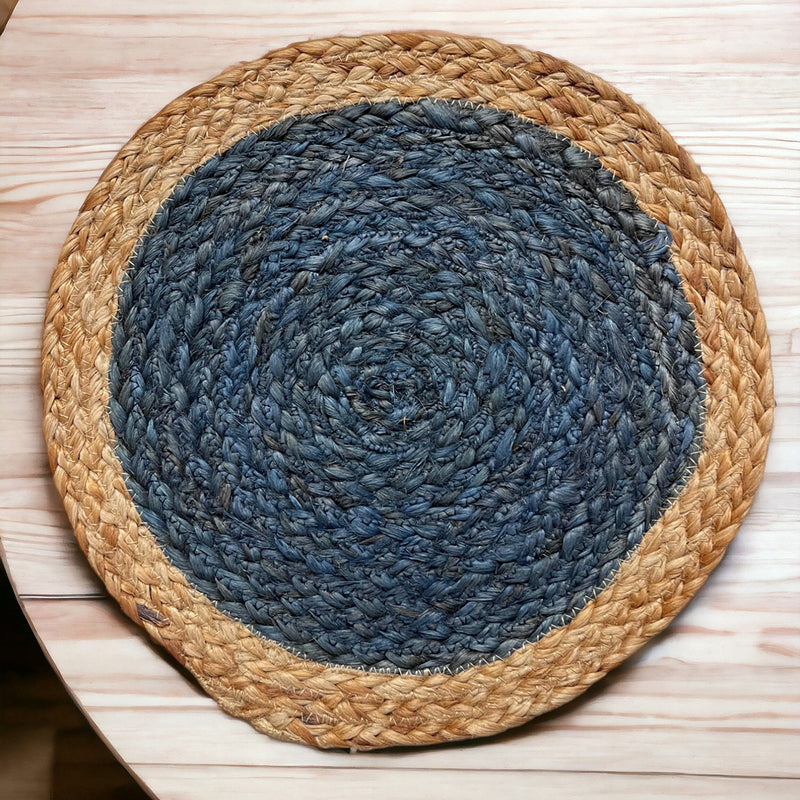 Jute Placemats | Handmade | Blue & Beige | Set of 2