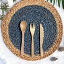 Jute Placemats | Handmade | Blue & Beige | Set of 2