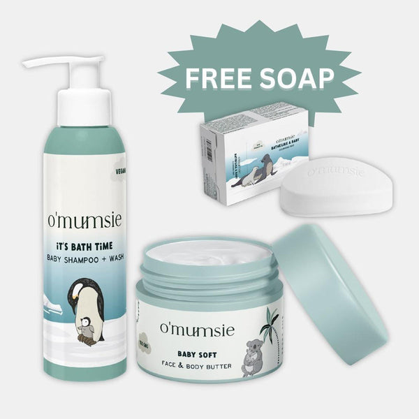 Baby Essentials Kit | Baby Shampoo Wash & Body Butter with Free Soap | Set of 3