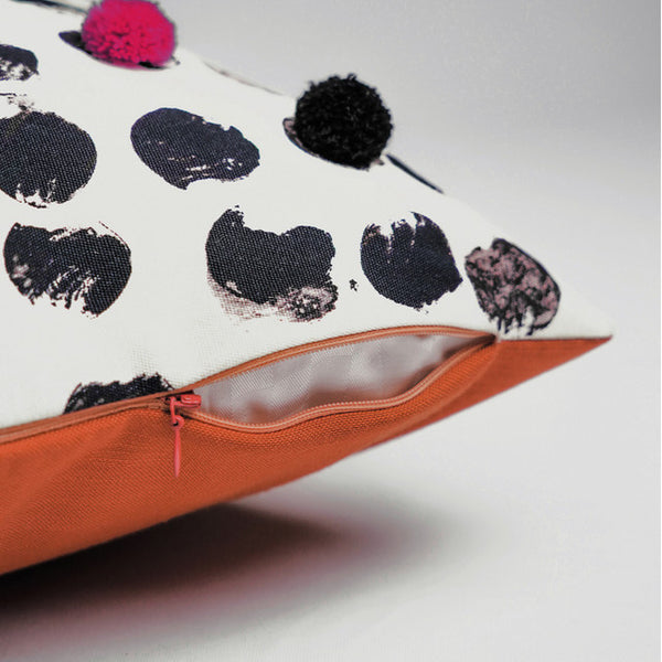 Polka Cotton Cushion Cover | Fuchsia Pink | 16 x 16 Inches