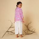 Cotton Night Suit for Kids | Kurta Pajama Set | Bird Print | Pink